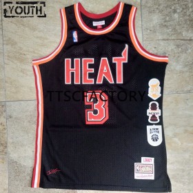 NBA Børn Trøje Miami Heat WADE 3 Retro Mitchellness Sort Swingman